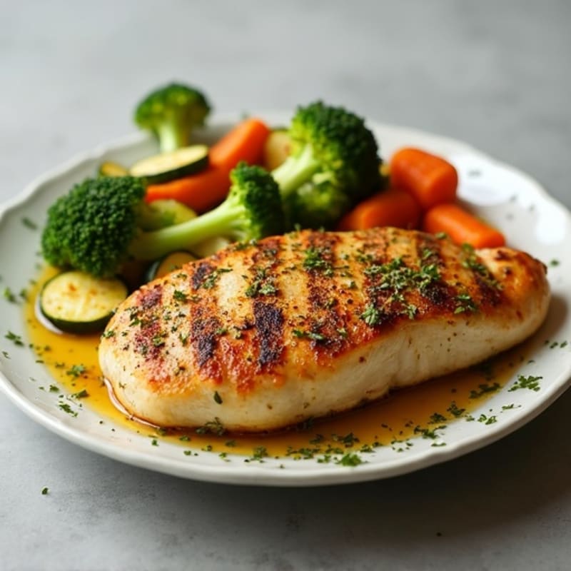 Herb-Crusted Pan Seared Chicken with Roasted Vegetables