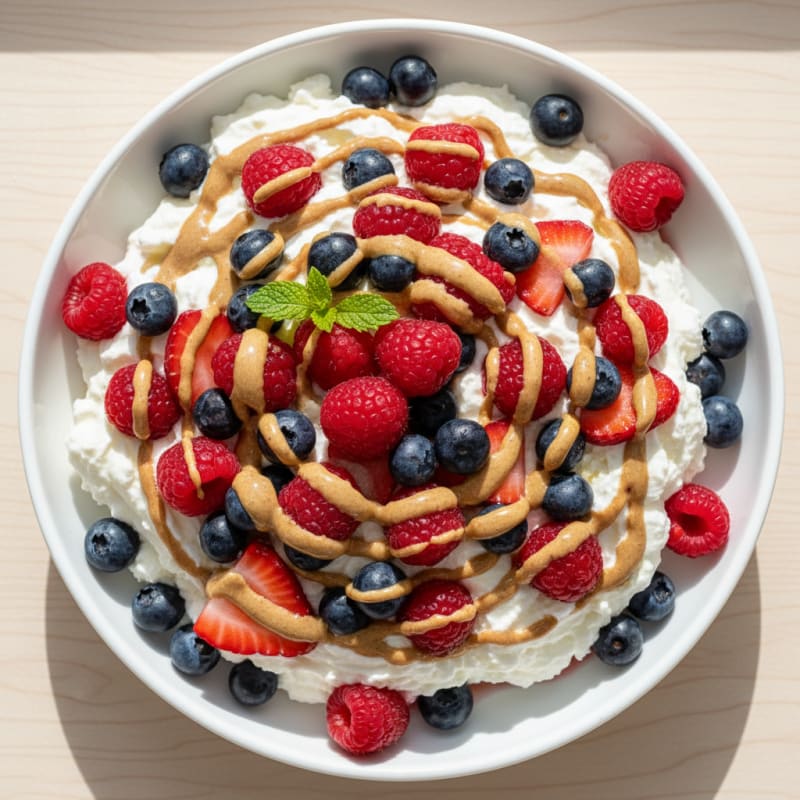 Greek Yogurt Protein Pudding with Mixed Berries