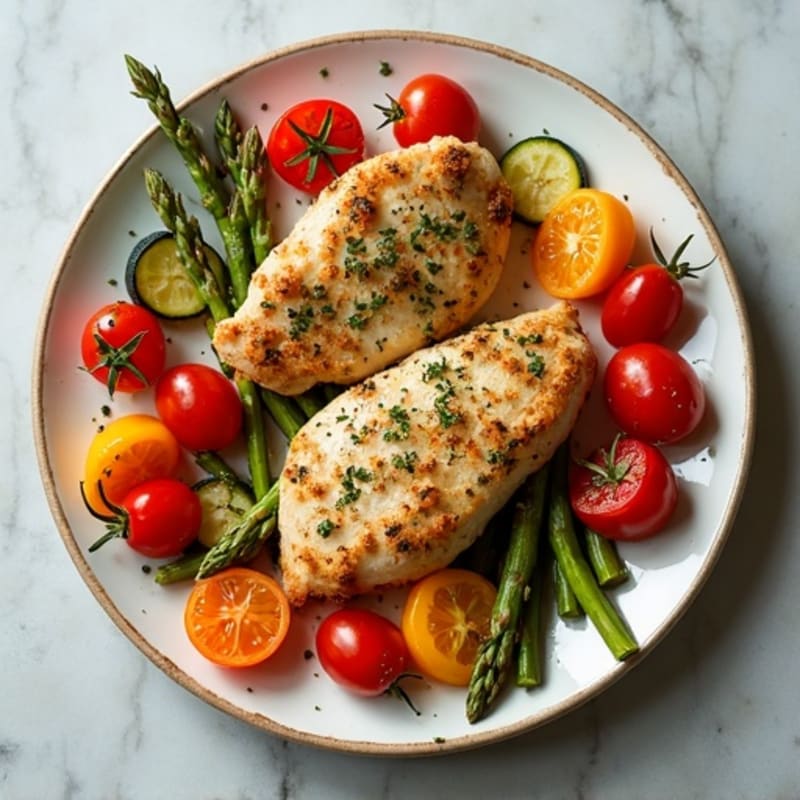 Herb-Crusted Pan Seared Chicken with Roasted Vegetables