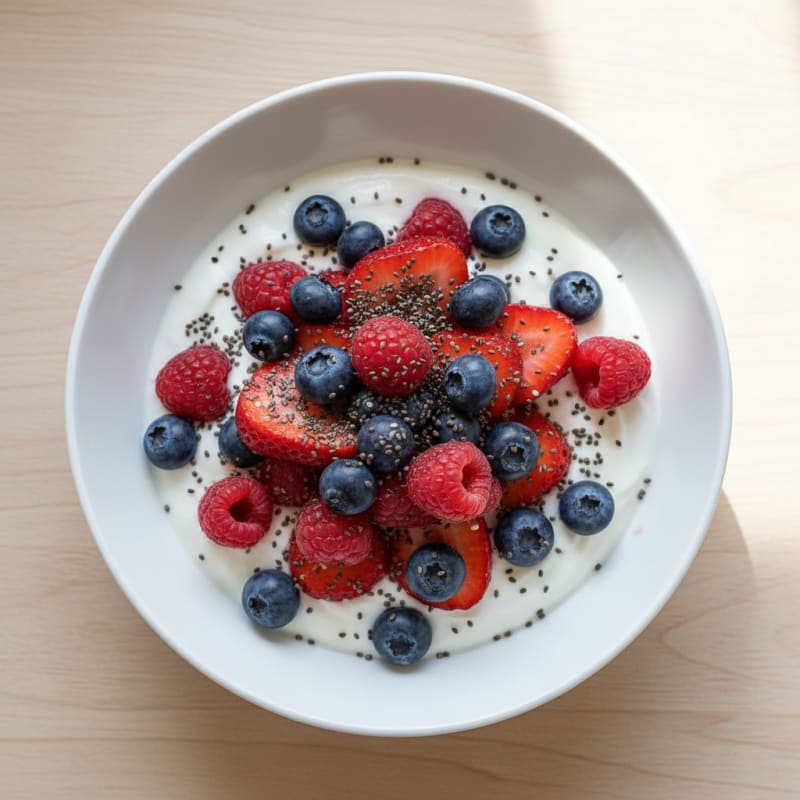 Greek Yogurt with Mixed Berries and Chia Seeds