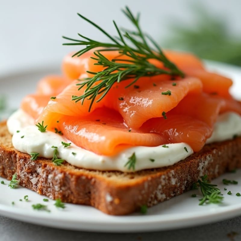 Smoked Salmon with Creamy Dill Spread and Crispy Whole Grain Toast