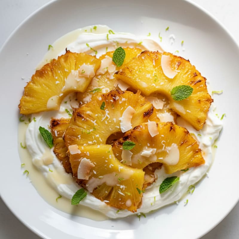 Zesty Caramelized Pineapple with Coconut Cream