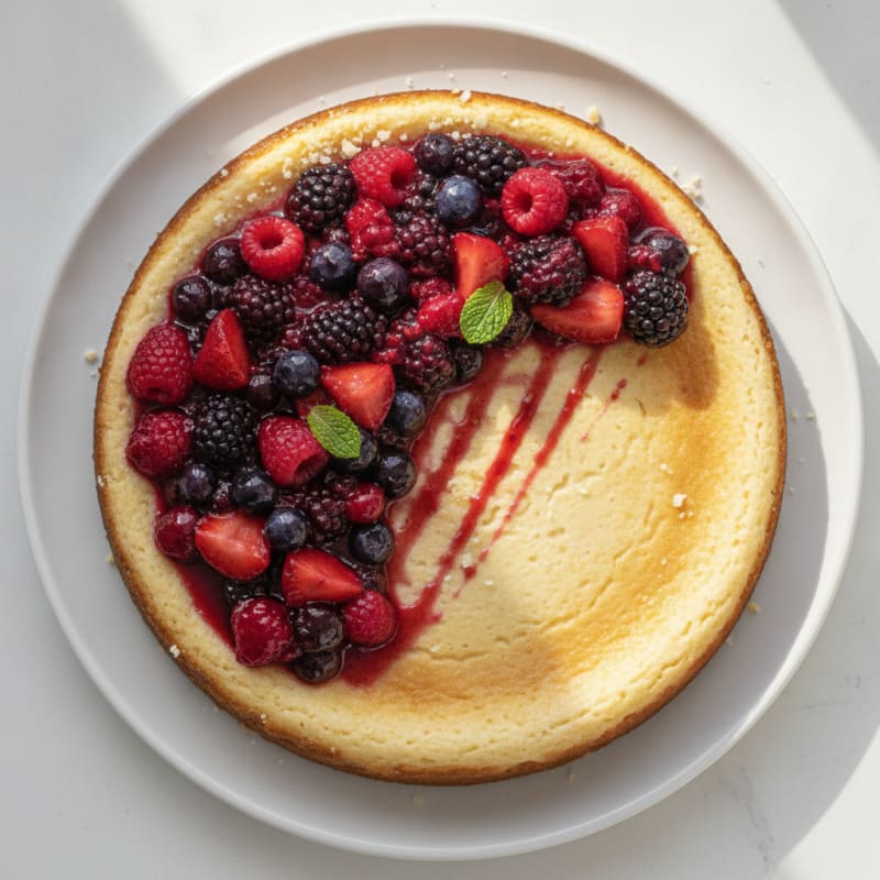 Greek Yogurt Protein Cheesecake with Mixed Berries