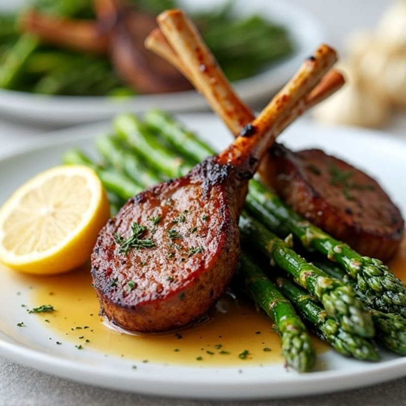 Pan-Seared Lamb Chops with Roasted Asparagus