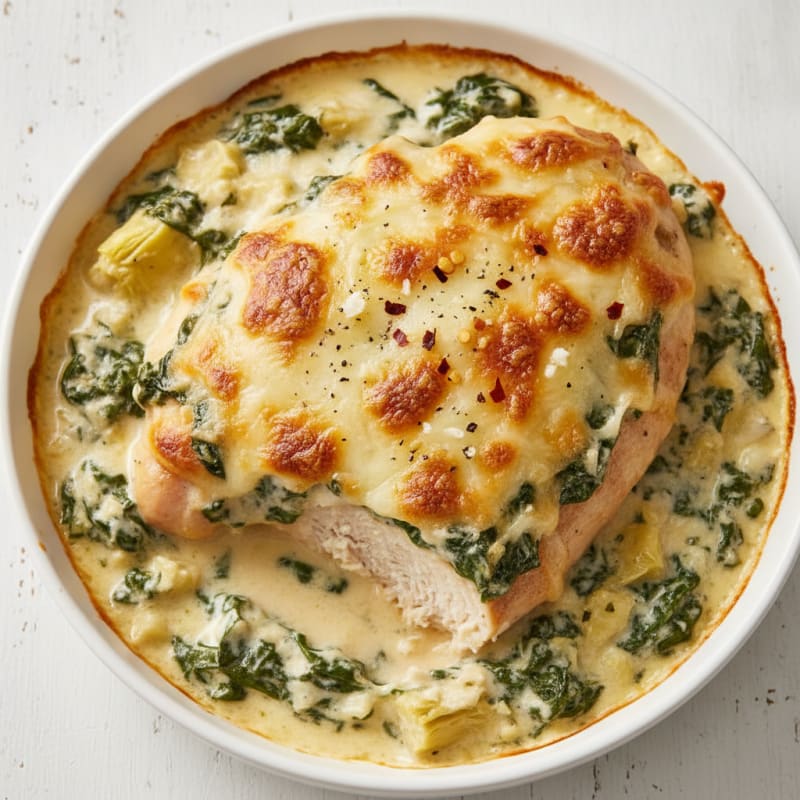 Baked Spinach Artichoke Chicken