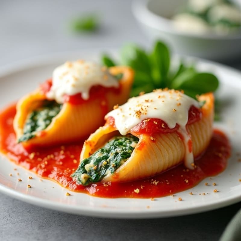 Baked Creamy Spinach and Ricotta Stuffed Shells