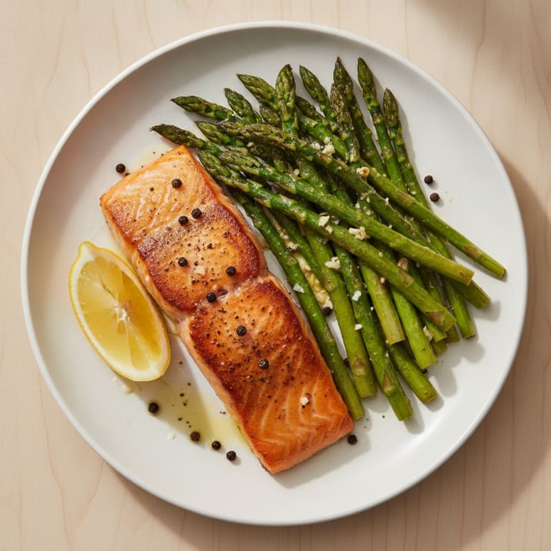 Pan-Seared Salmon with Roasted Asparagus