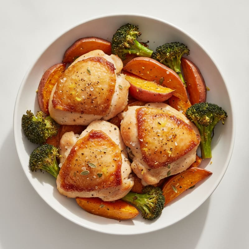 Savory Roasted Chicken Thigh and Sweet Potato Bowl