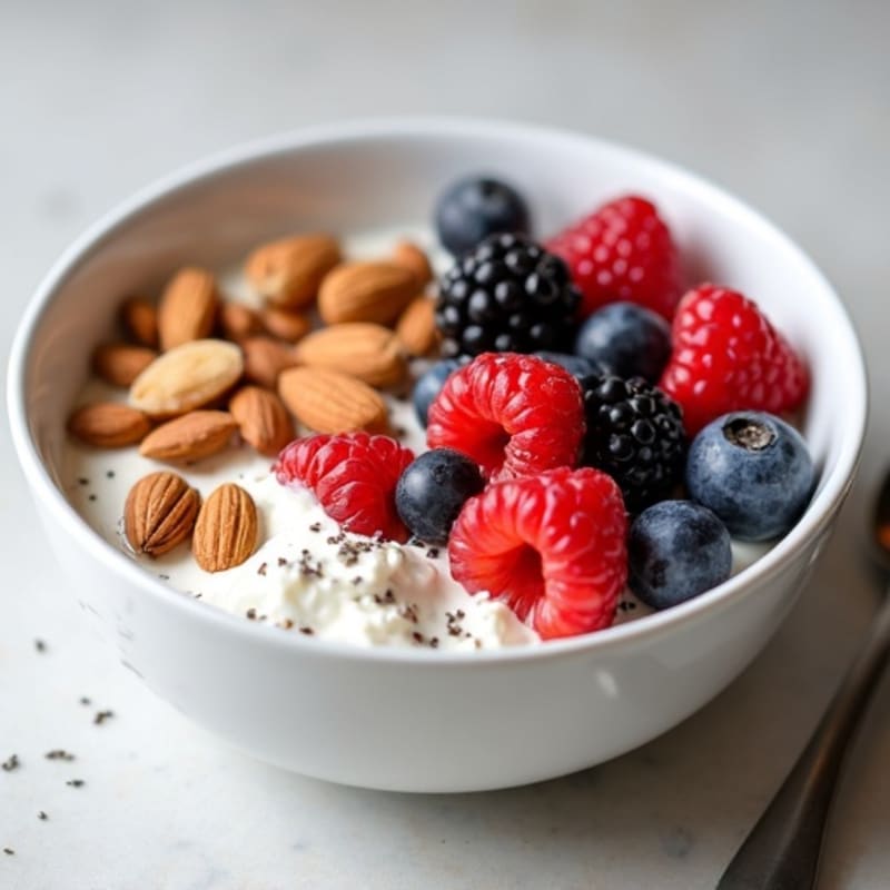 Cottage Cheese Berry Bowl with Almonds