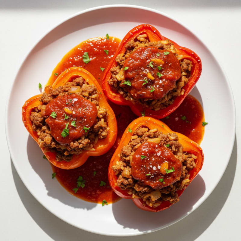 Beef and Rice Stuffed Bell Peppers