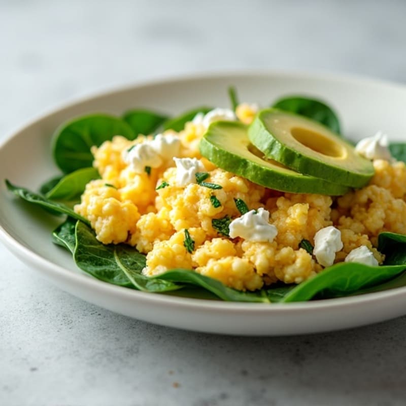 Egg White Spinach Scramble with Cottage Cheese