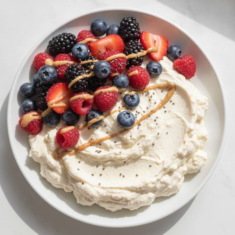 Greek Yogurt Protein Mousse with Mixed Berries