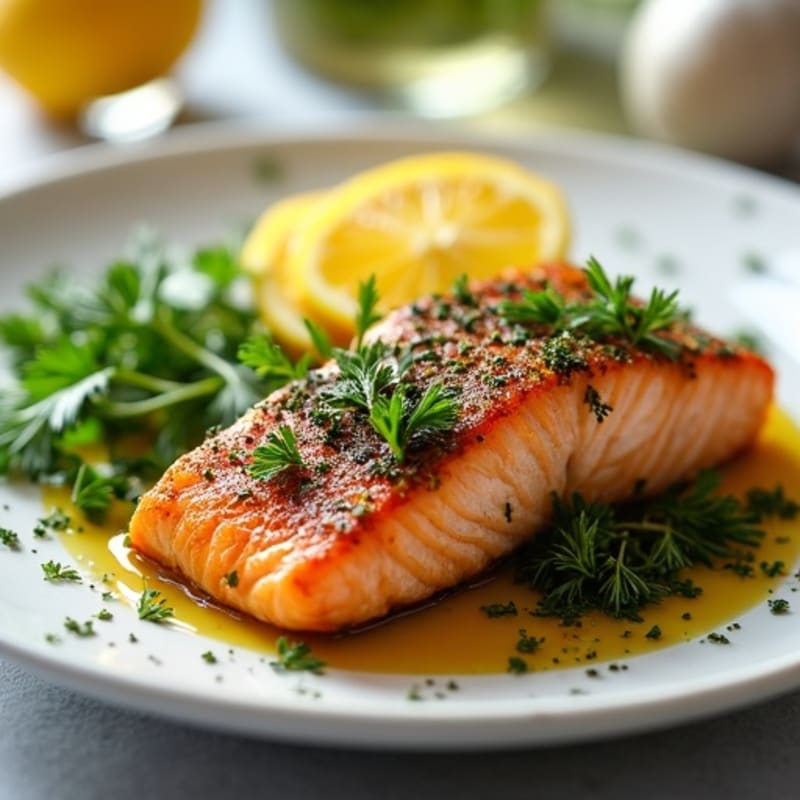 Herb-Crusted Pan Seared Salmon with Lemon
