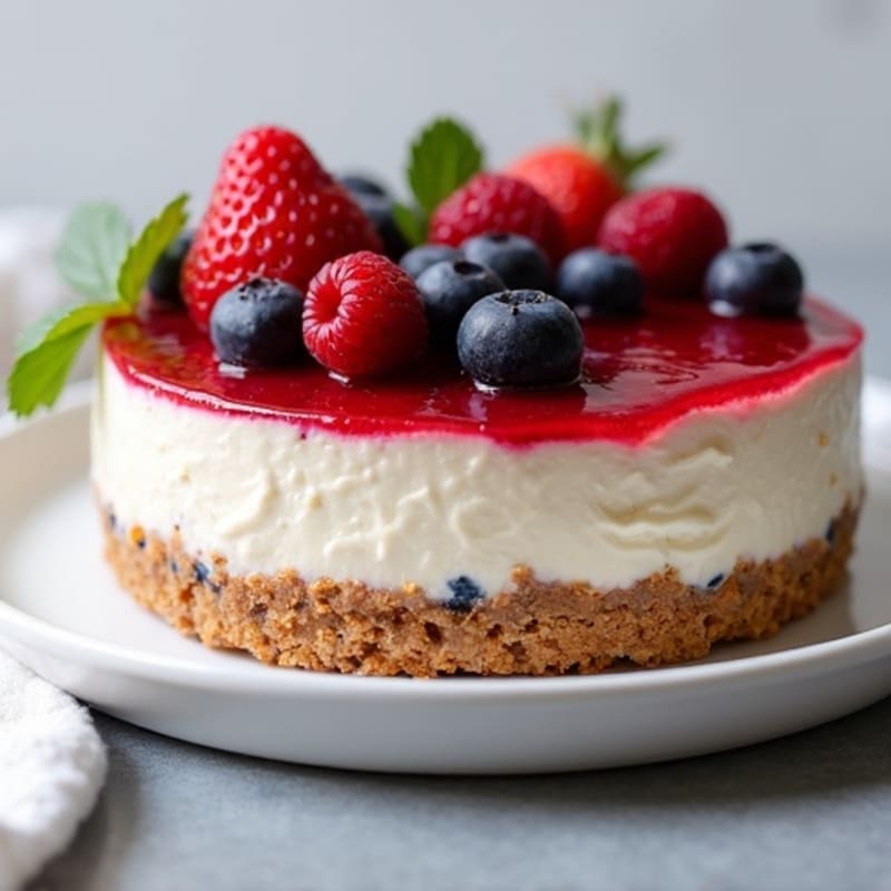 Greek Yogurt Protein Cheesecake with Mixed Berries