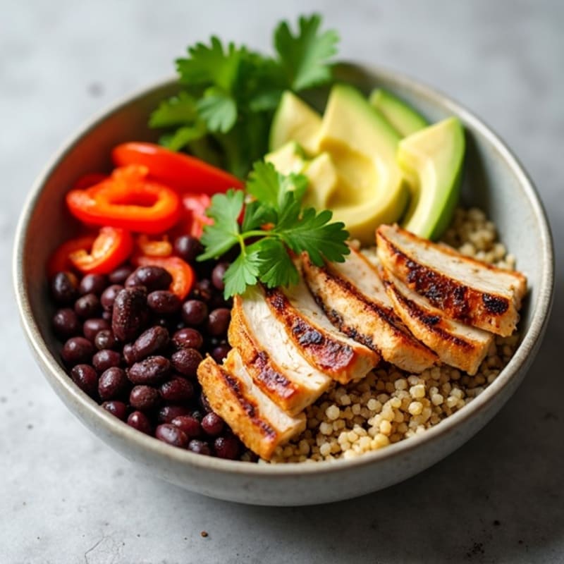 Spicy Black Bean Quinoa Bowl with Lime Avocado