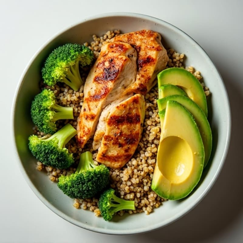 Grilled Chicken and Quinoa Power Bowl with Roasted Broccoli