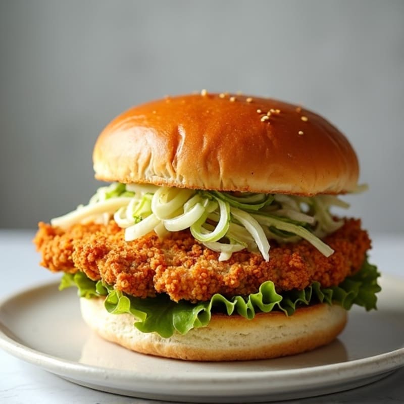 Crispy Air-Fried Chicken Sandwich with Crunchy Slaw