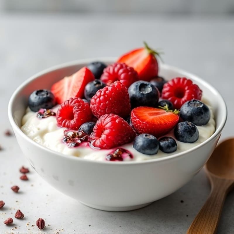 Silky Cottage Cheese and Greek Yogurt Protein Bowl with Mixed Berries