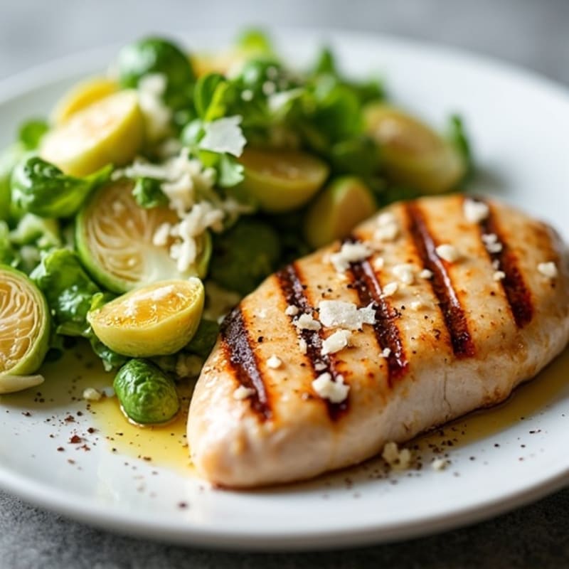 Grilled Chicken Breast with Shaved Brussels Sprouts Salad