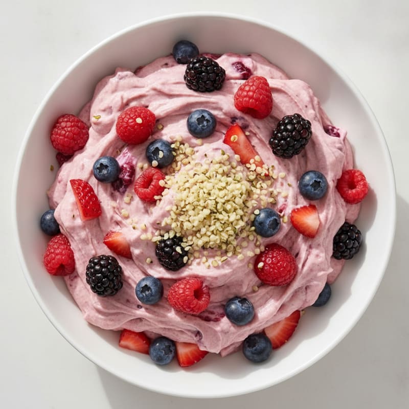 Greek Yogurt Protein Mousse with Mixed Berries