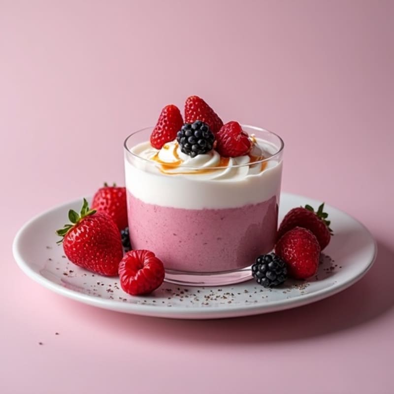Greek Yogurt Protein Mousse with Mixed Berries