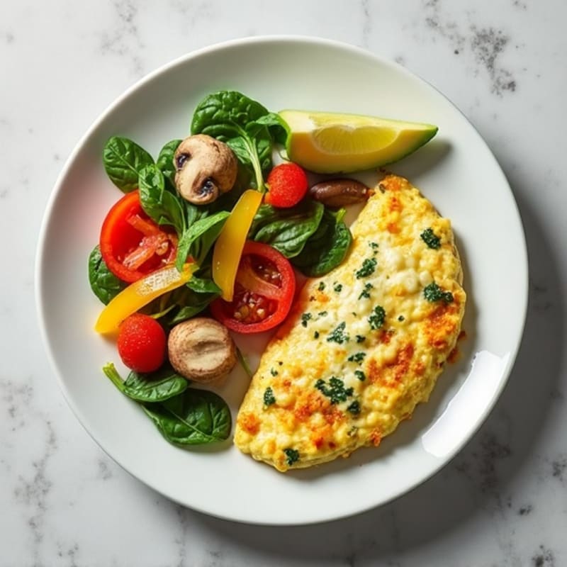 Egg White Veggie Scramble with Cottage Cheese and Spinach