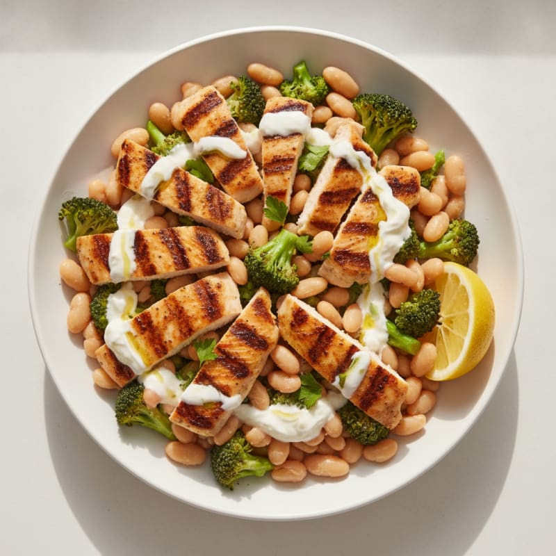 Grilled Chicken and Broccoli Salad with Butter Beans