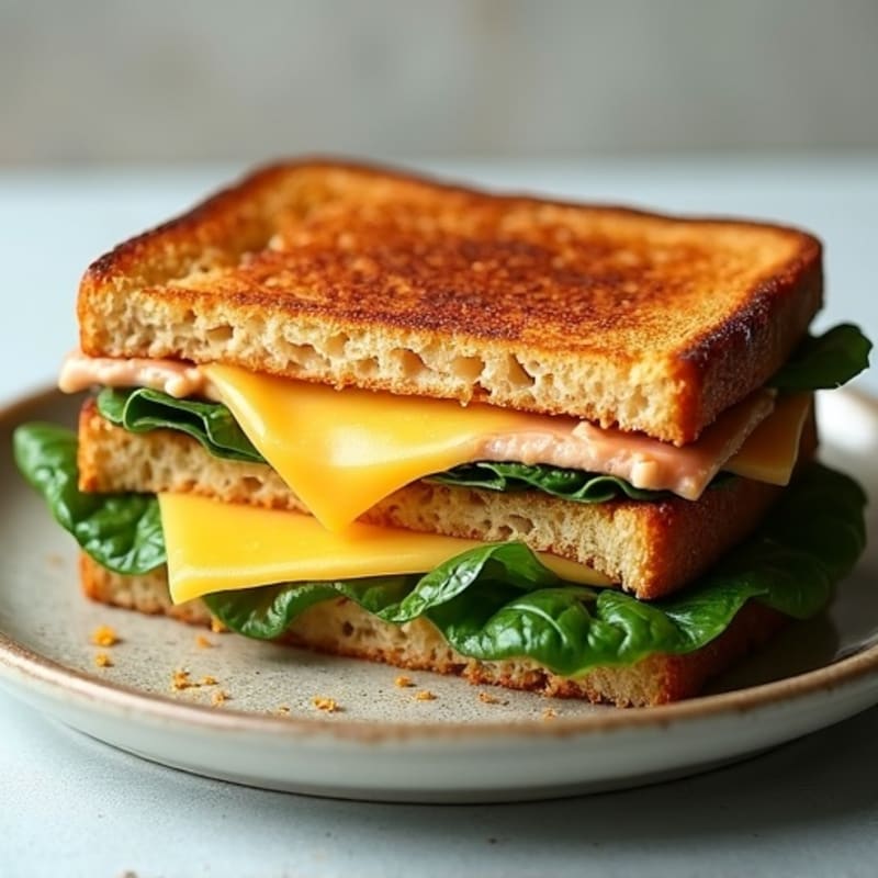 Crispy Whole Grain Grilled Cheese with Lean Turkey and Fresh Spinach