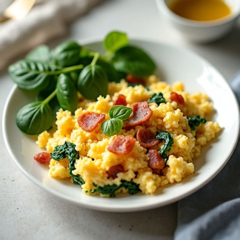 Egg White Scramble with Spinach and Turkey Bacon