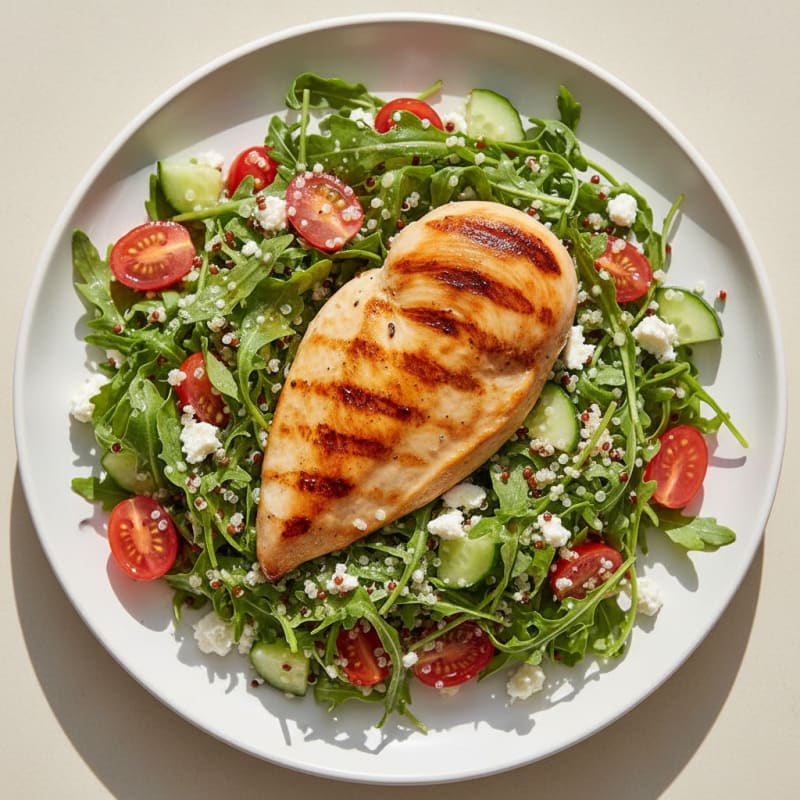 Grilled Chicken Breast with Quinoa Arugula Salad