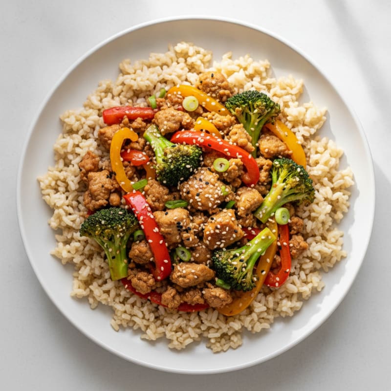 Lean Turkey Stir-Fry with Bell Peppers and Brown Rice