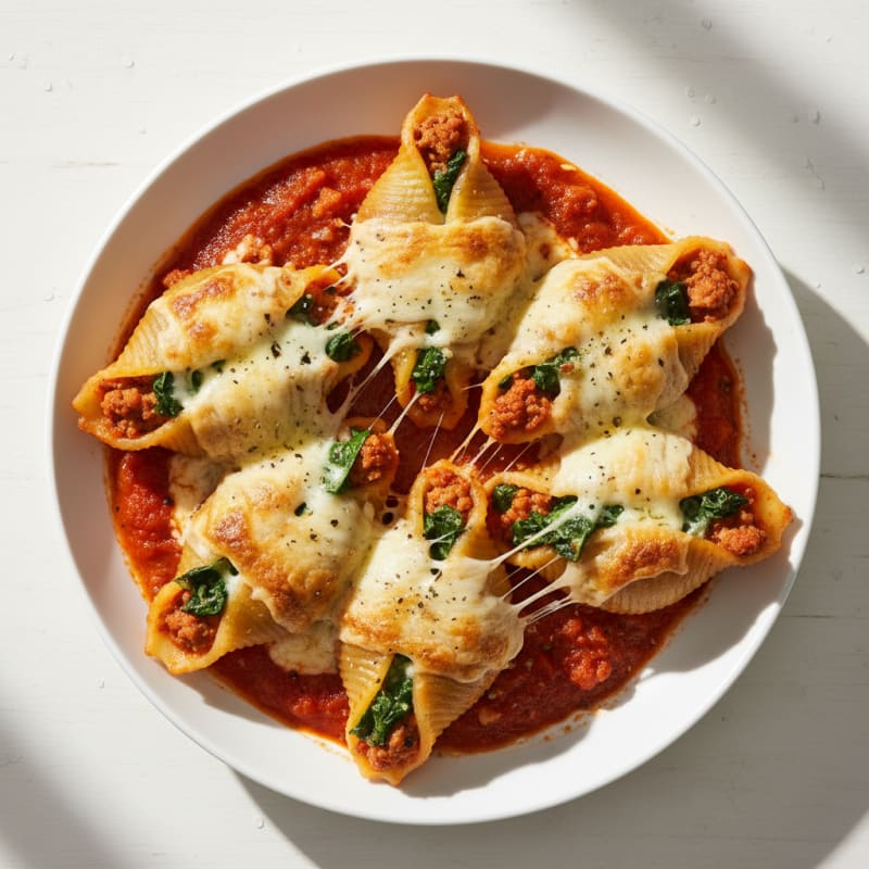 Spinach Ricotta Stuffed Shells with Marinara