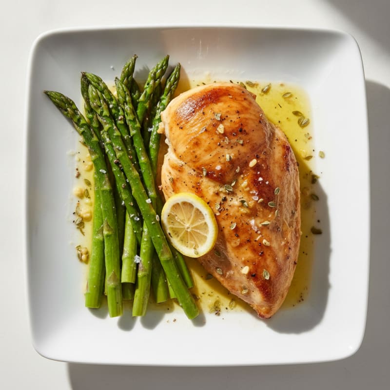 Lemon Herb Roasted Chicken with Asparagus