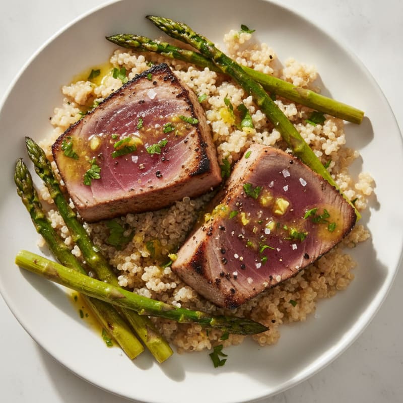 Seared Tuna with Lemon-Herb Sauce