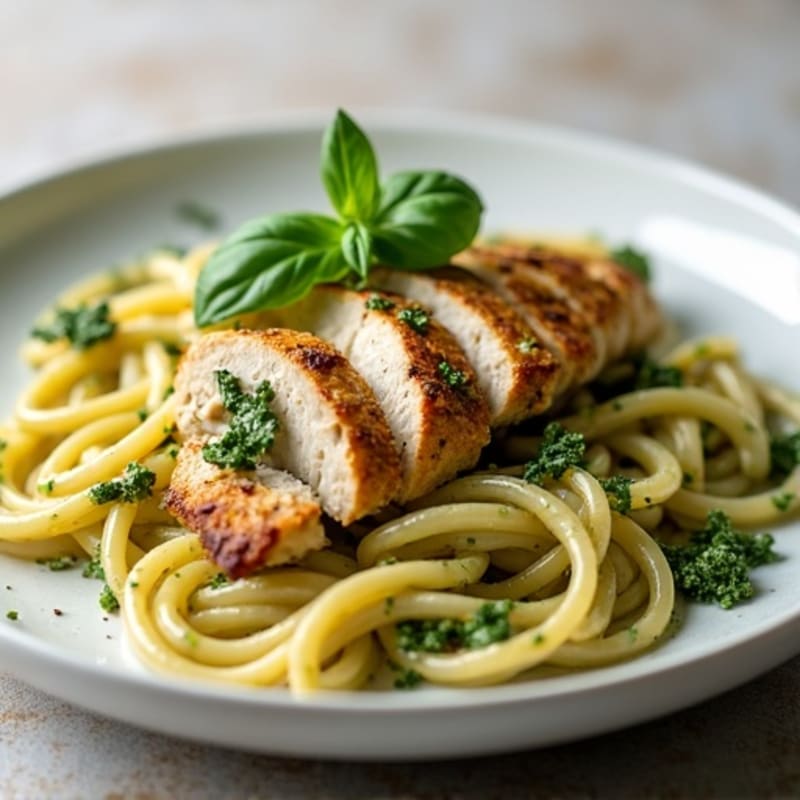 Creamy Herb-Roasted Chicken Pesto Pasta