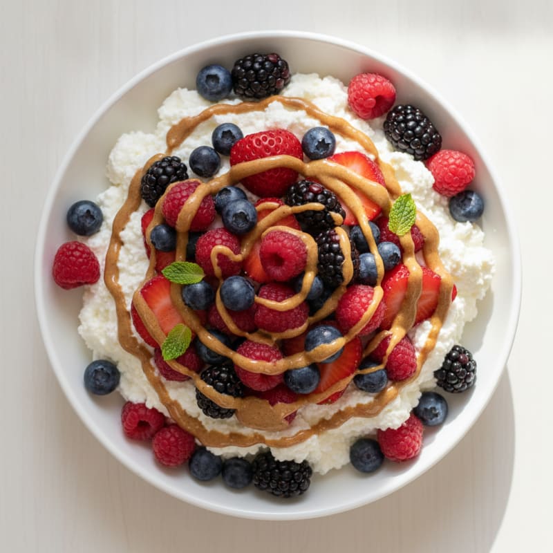 Greek Yogurt Protein Mousse with Mixed Berries