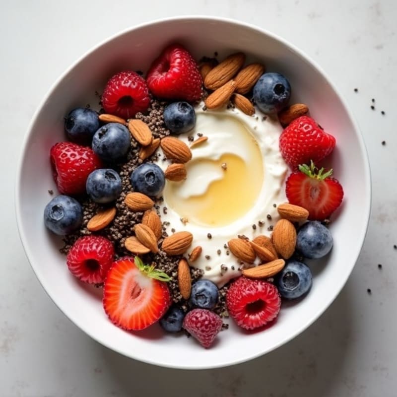 Cottage Cheese Berry Bowl with Almonds