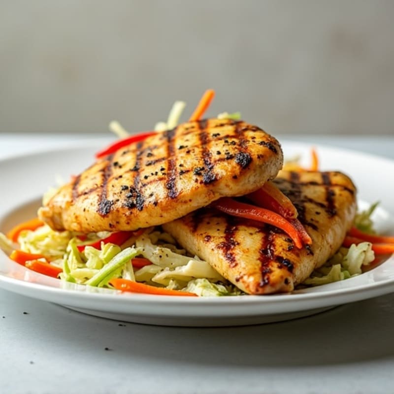 Grilled Chicken Breast with Crunchy Cabbage Slaw