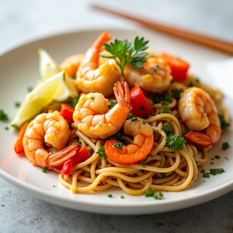 Shrimp Peanut Lime Noodle Stir-Fry