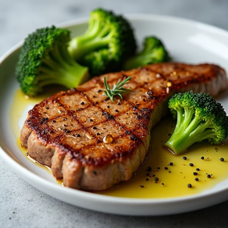 Crispy Garlic Steak with Roasted Broccoli