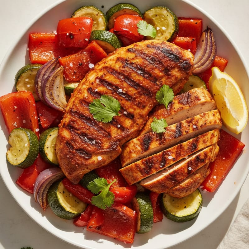 Spicy Harissa Chicken with Roasted Vegetables