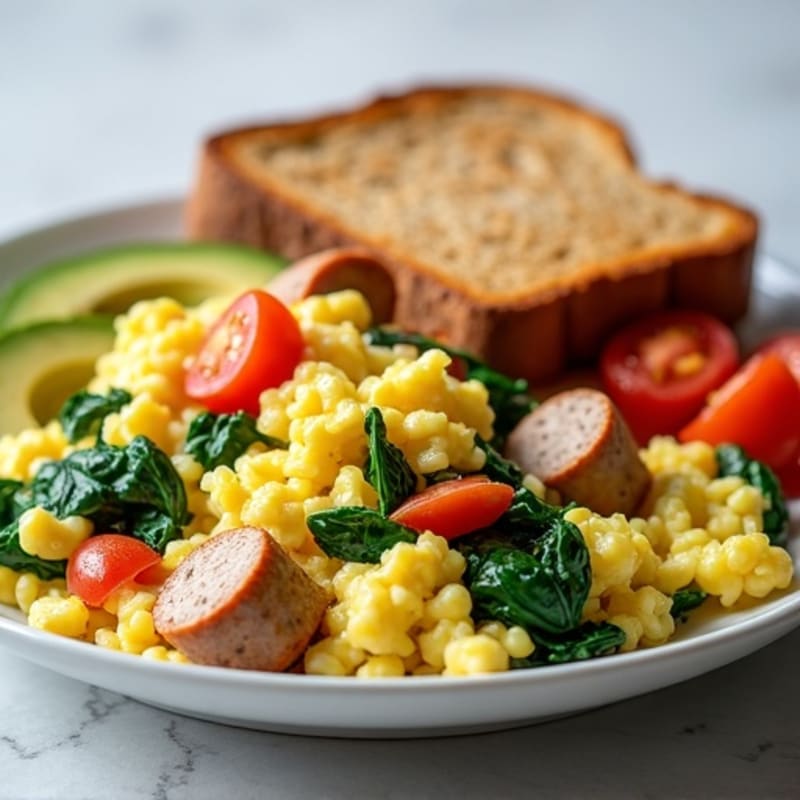 Egg White Scramble with Spinach and Turkey Sausage