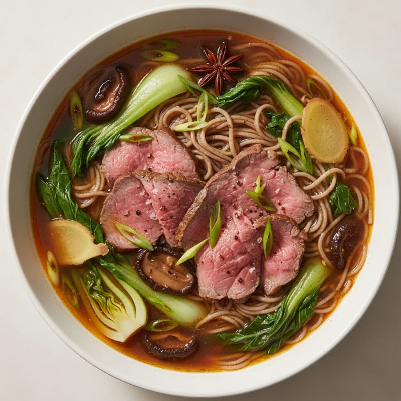 Tender Beef Noodle Soup with Fragrant Herbs