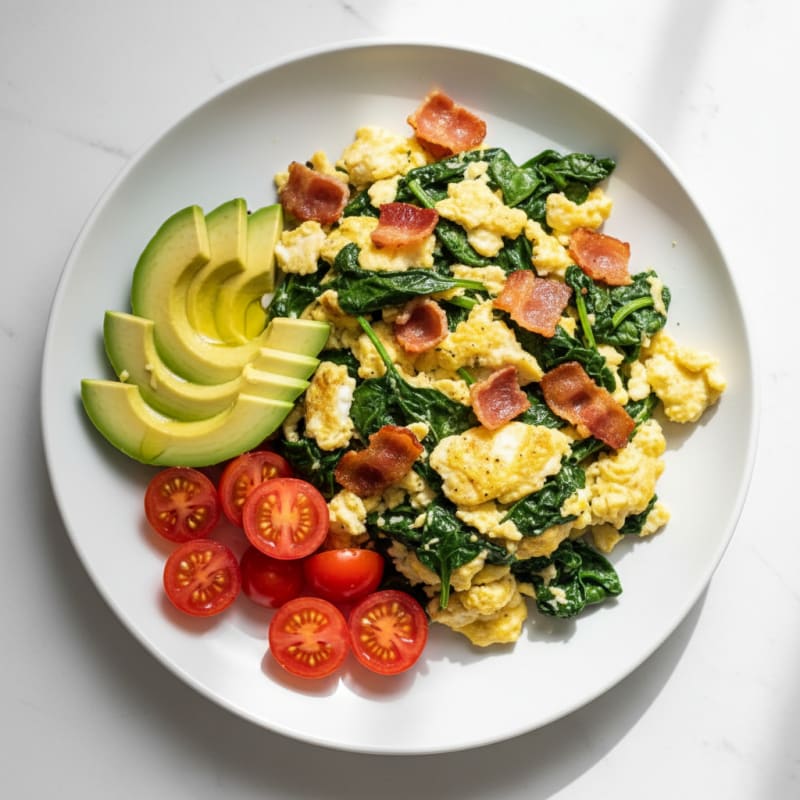 Egg White Scramble with Spinach and Turkey Bacon