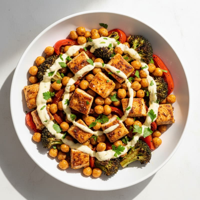 Crispy Roasted Chickpea and Veggie Bowl