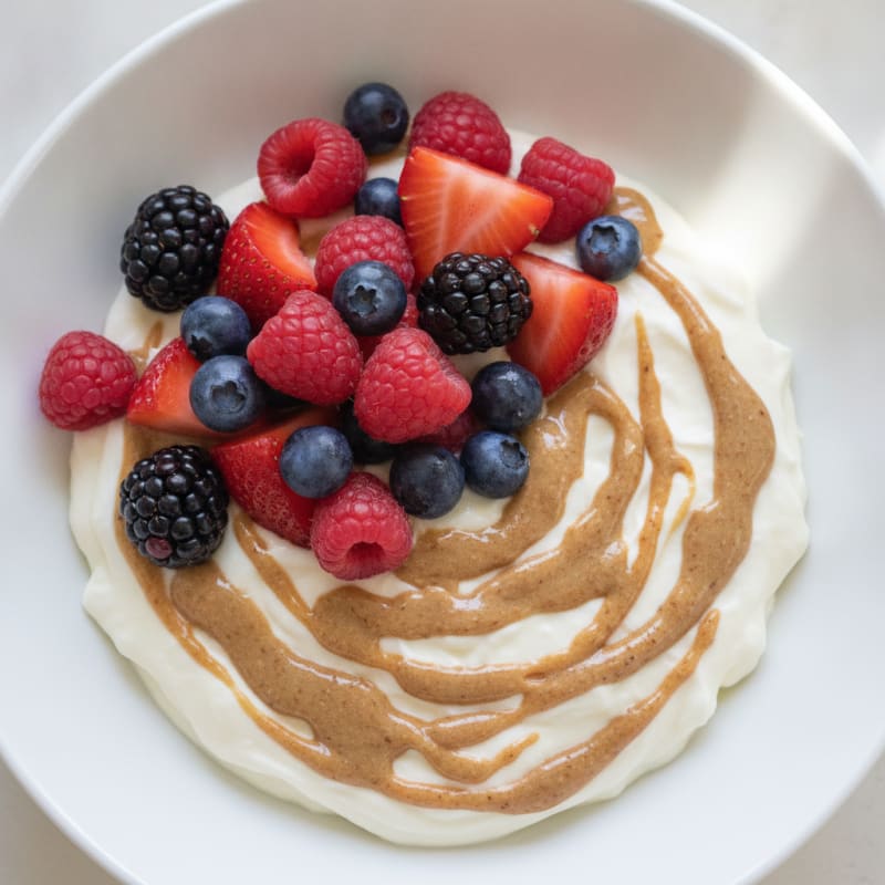 Silky Greek Yogurt Protein Pudding with Mixed Berries