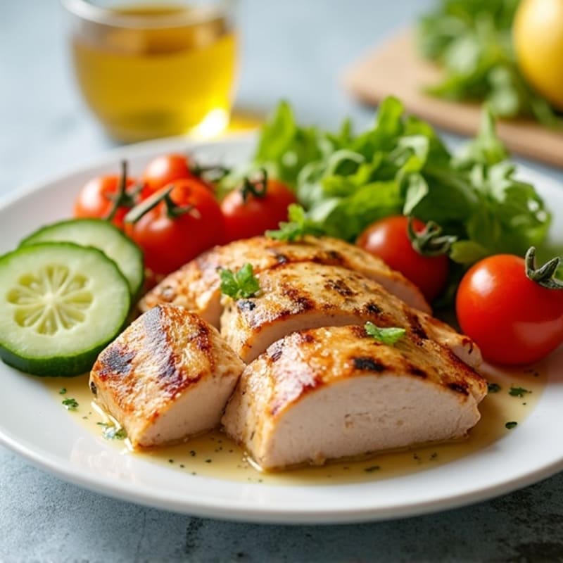 Grilled Turkey Breast with Cucumber Tomato Salad