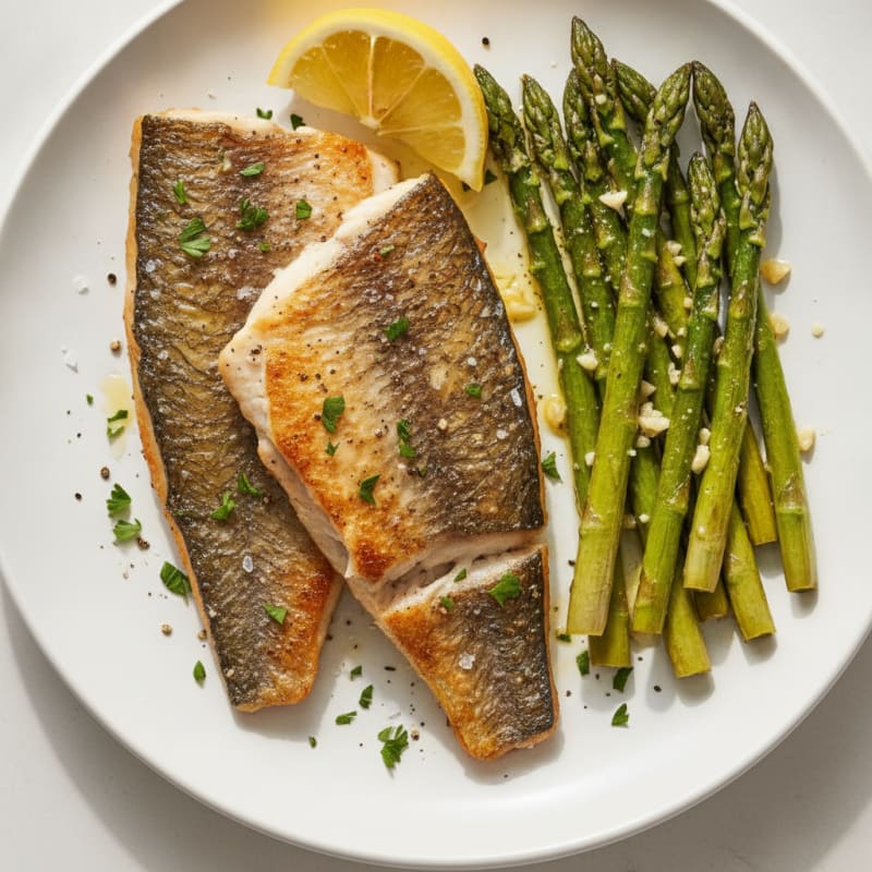 Pan-Seared Sea Bream with Roasted Asparagus