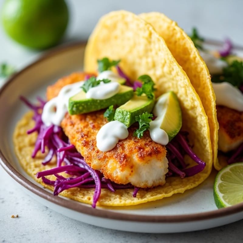 Crispy Baked Fish Tacos with Fresh Cabbage Slaw