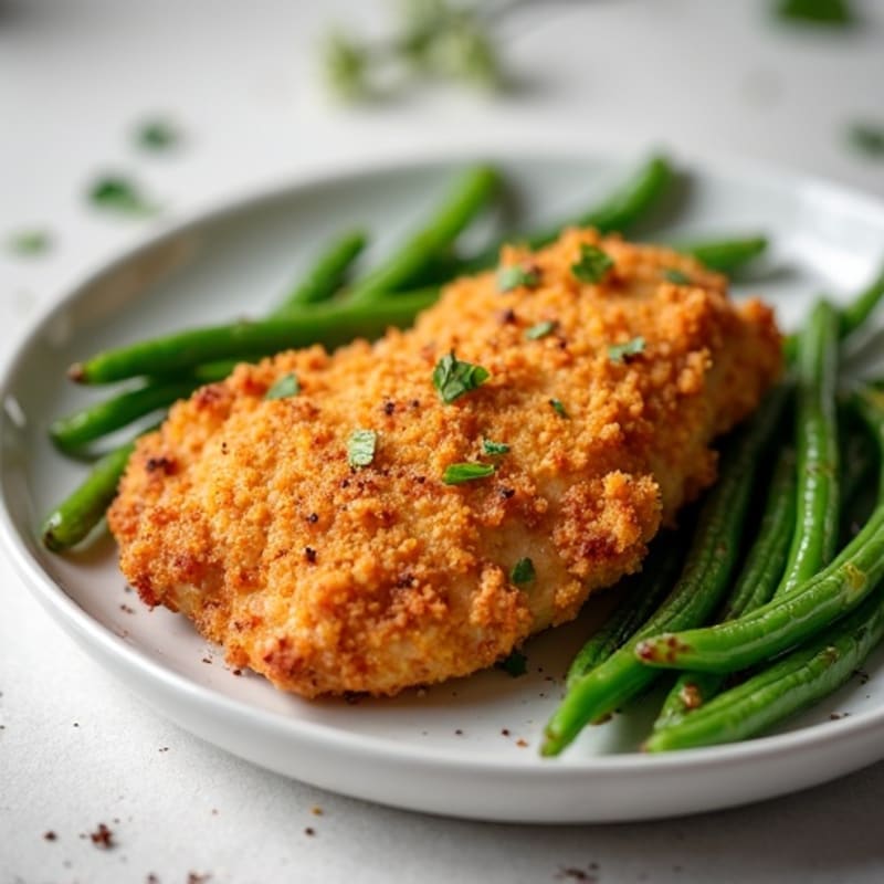 Crispy Buttermilk Baked Chicken with Roasted Green Beans